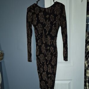 Windsor Black and Gold Long Sleeve Dress